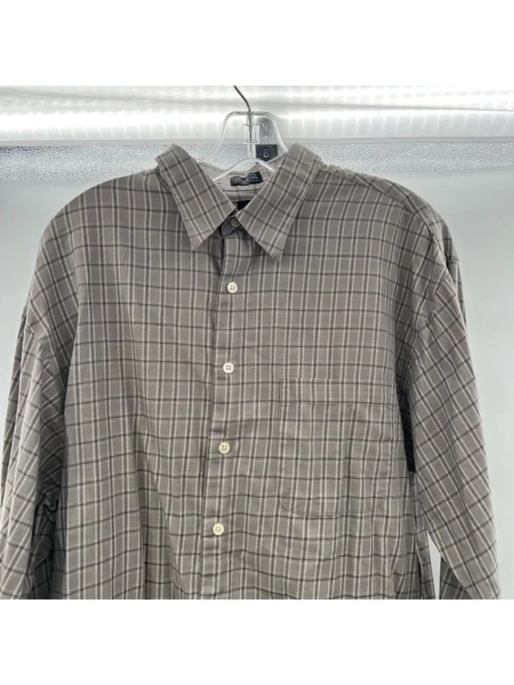 Arrow Men's Long Sleeve Button Up Plaid Shirt Gray/Multi Size Large Tall Cotton